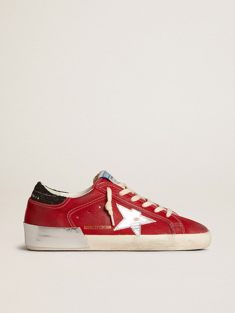 Super-Star LTD in red nubuck with leather star and glitter heel tab