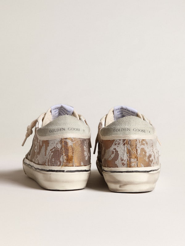 Golden Goose - Hi Star LTD in bronze jacquard fabric with ice-gray suede star in 