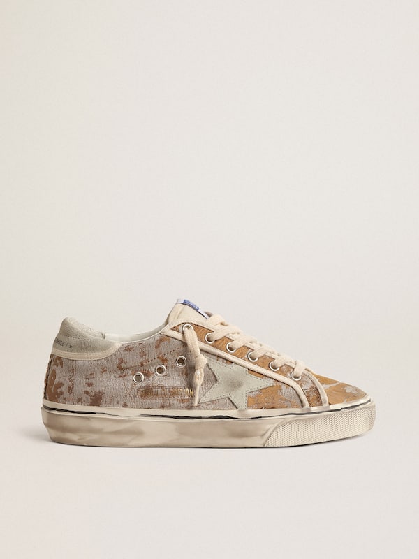 Golden Goose - Hi Star LTD in bronze jacquard fabric with ice-gray suede star in 