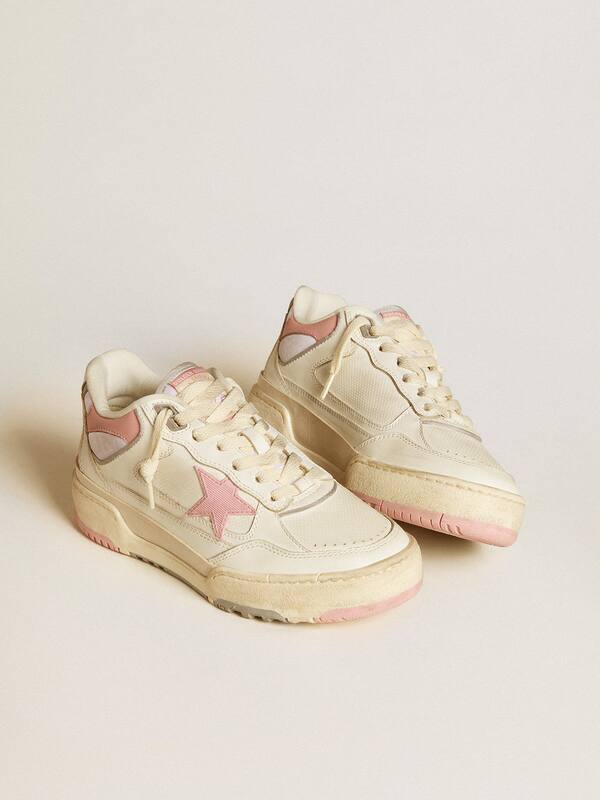Golden Goose - Women’s Forty2 with pink star and white leather heel tab in 