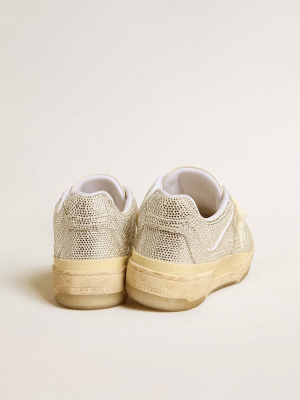 Golden Goose - Women’s Forty2 in white leather and Swarovski crystals with white star in 