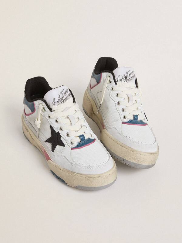 Golden Goose - Women's Forty2 with black star and silver foiled leather heel tab in 