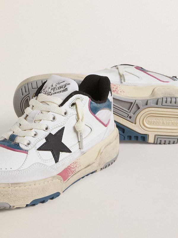 Golden Goose - Women's Forty2 with black star and silver foiled leather heel tab in 