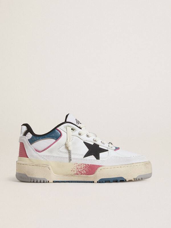 Golden Goose - Women's Forty2 with black star and silver foiled leather heel tab in 