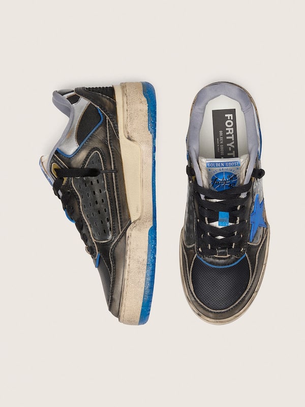 Women's Forty2 in black foam rubber and leather with TPU star and black leather heel tab