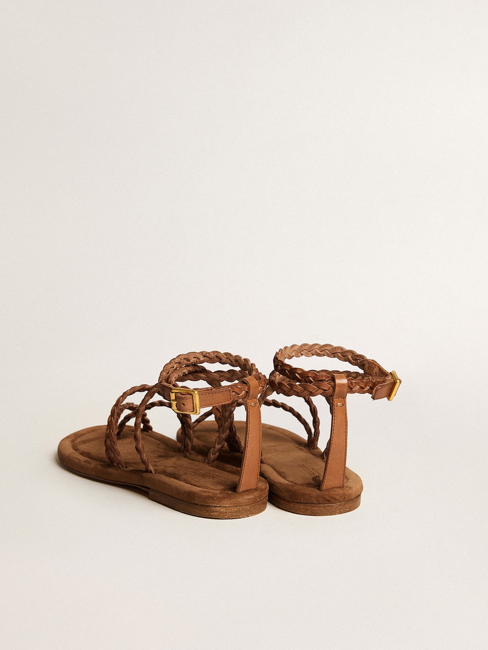 Golden Goose - Penelope flat sandals in brown leather with suede sole in 