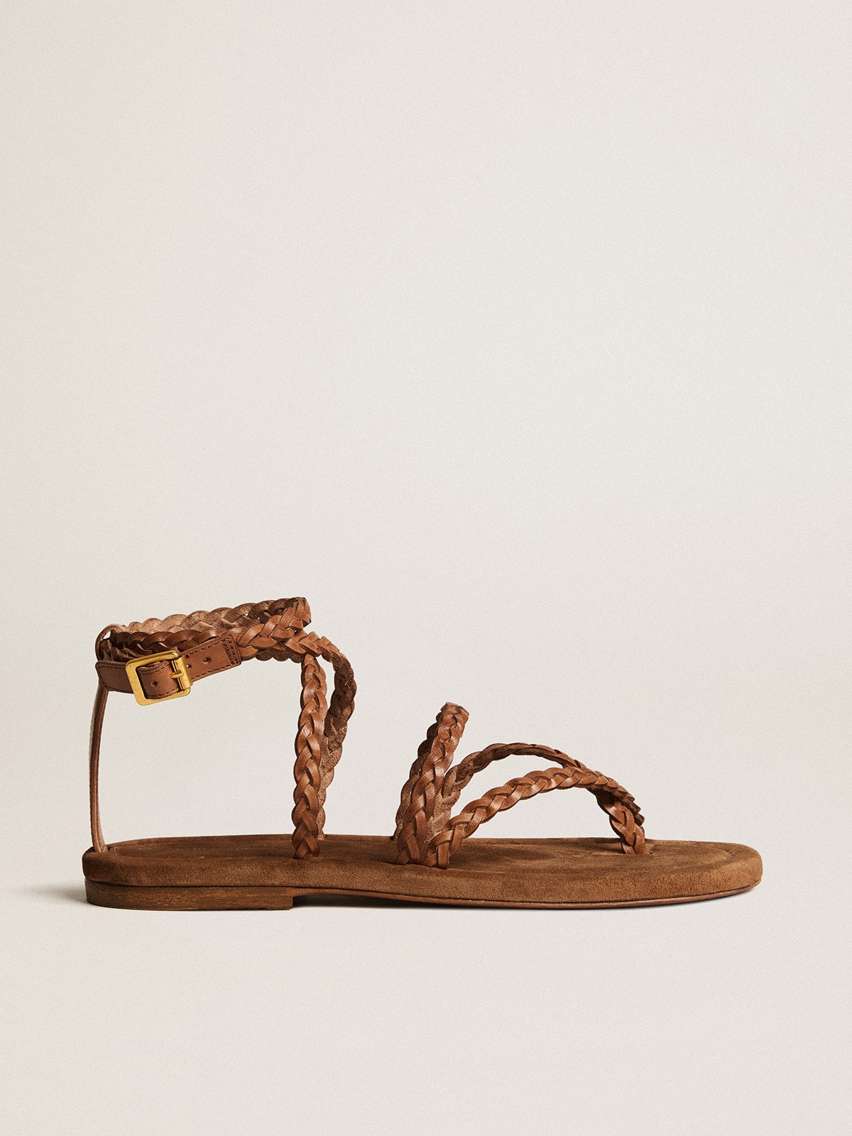 Golden Goose - Penelope flat sandals in brown leather with suede sole in 