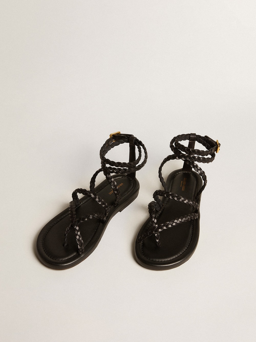 Golden Goose - Penelope flat sandals in black leather in 