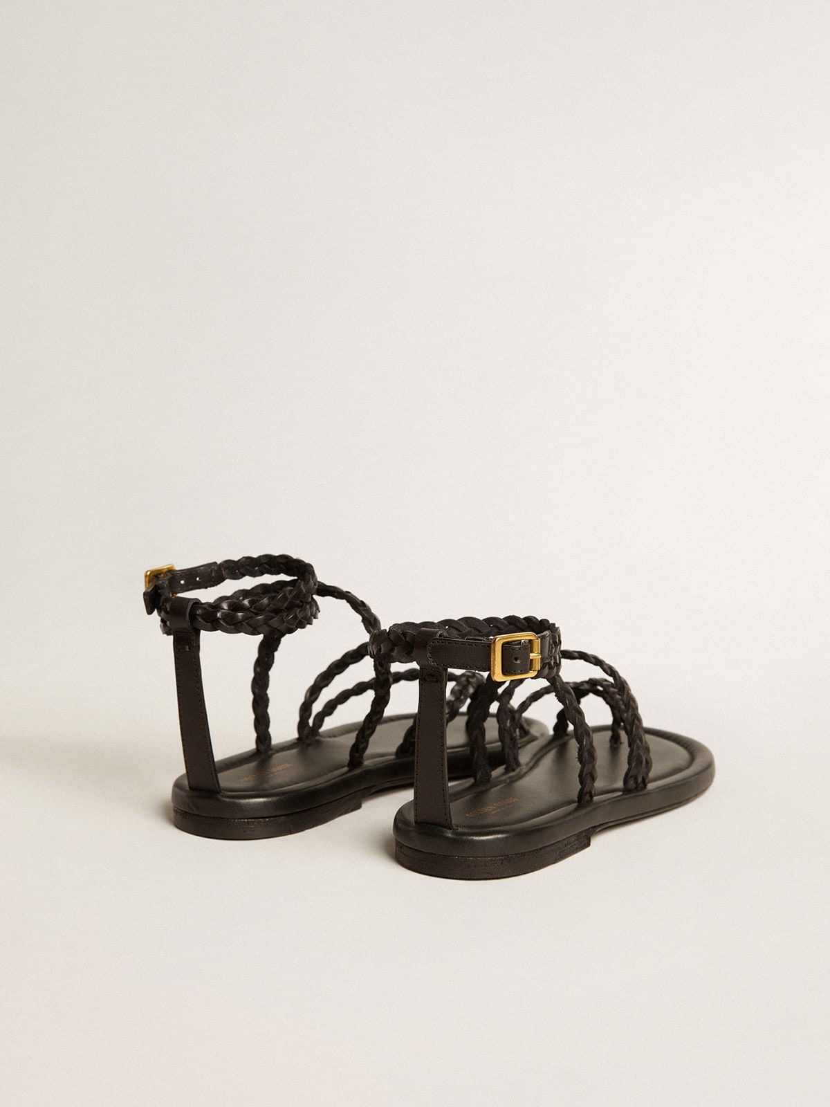 Golden Goose - Penelope flat sandals in black leather in 