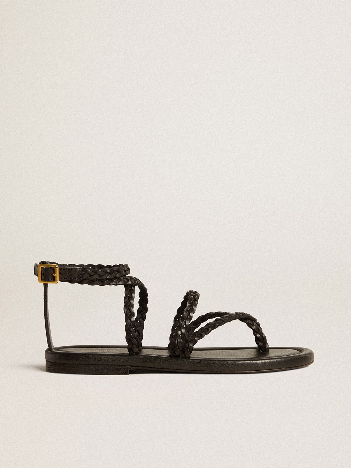 Penelope flat sandals in black leather Golden Goose