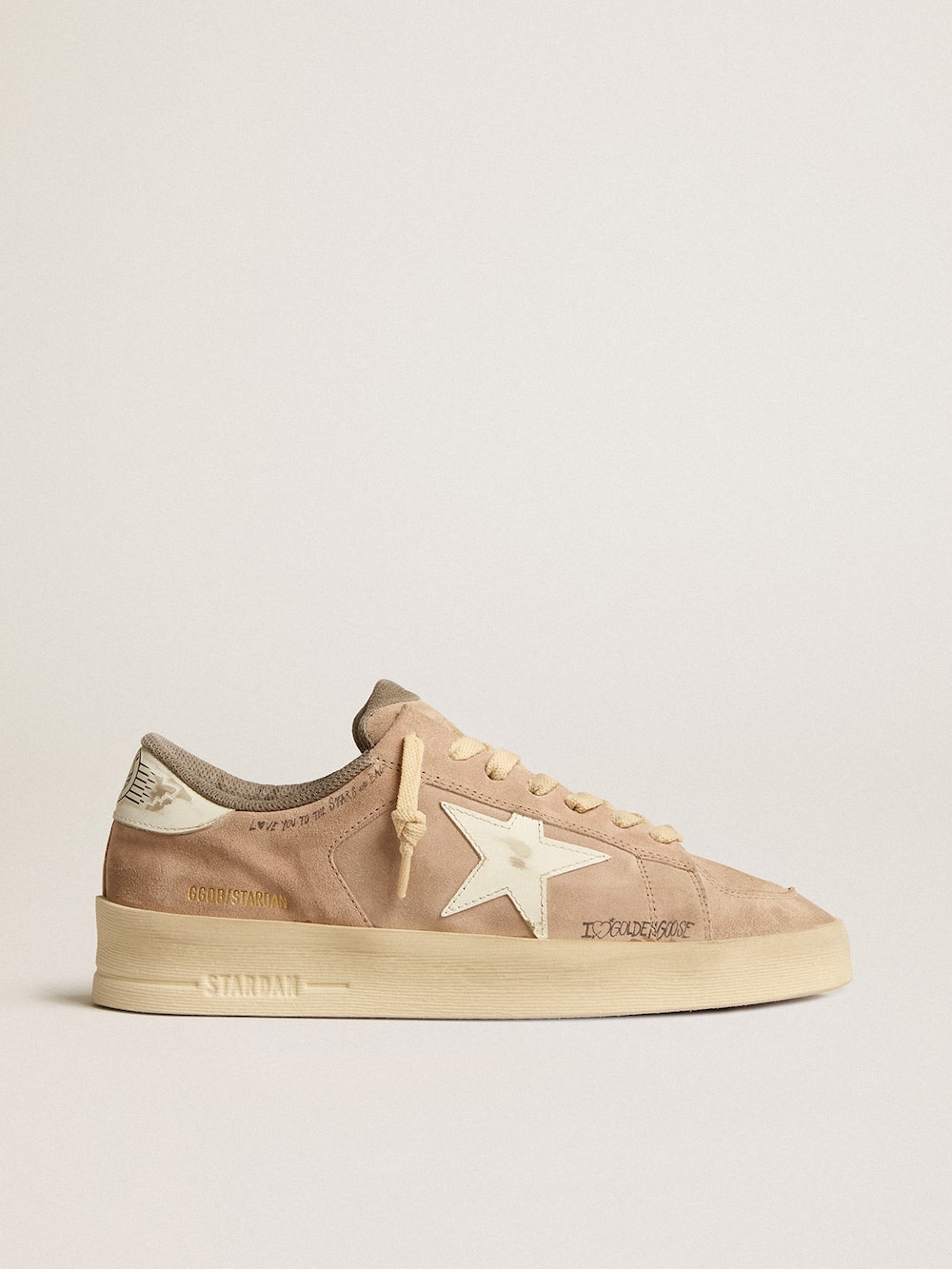 Golden Goose - Stardan in old rose suede with white leather star and heel tab in 