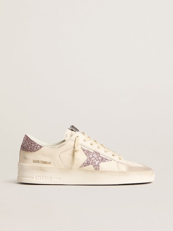 Golden Goose - Women's Stardan in nappa and suede with pink glitter star and heel tab in 