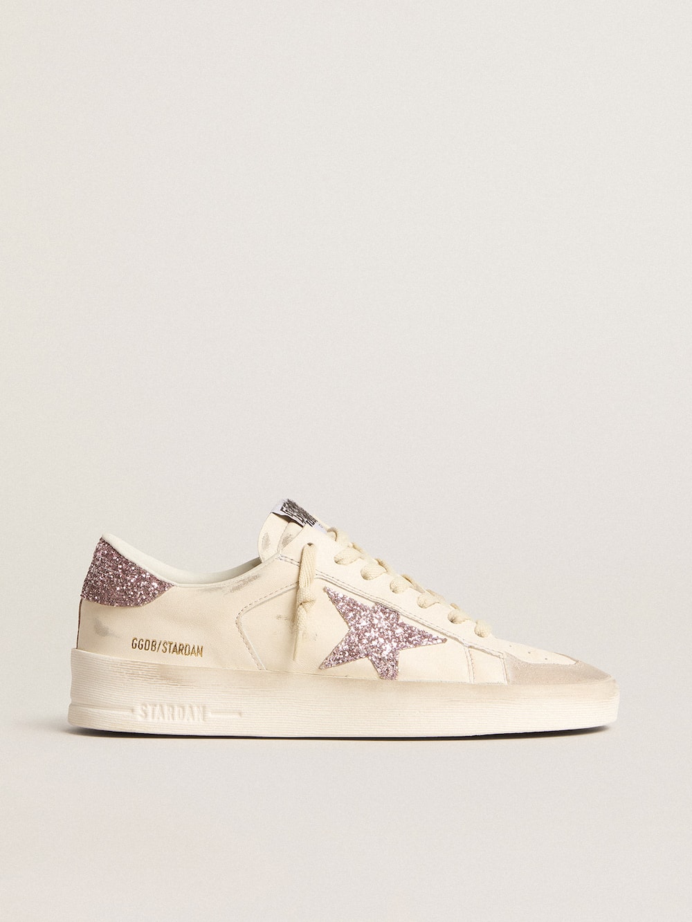 Golden Goose - Stardan in nappa and suede with pink glitter star and heel tab in 