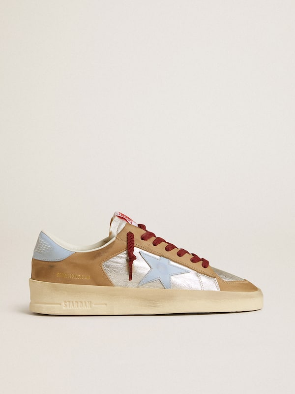 Golden Goose - Women's silver Stardan LTD with light blue leather star and nubuck inserts in 