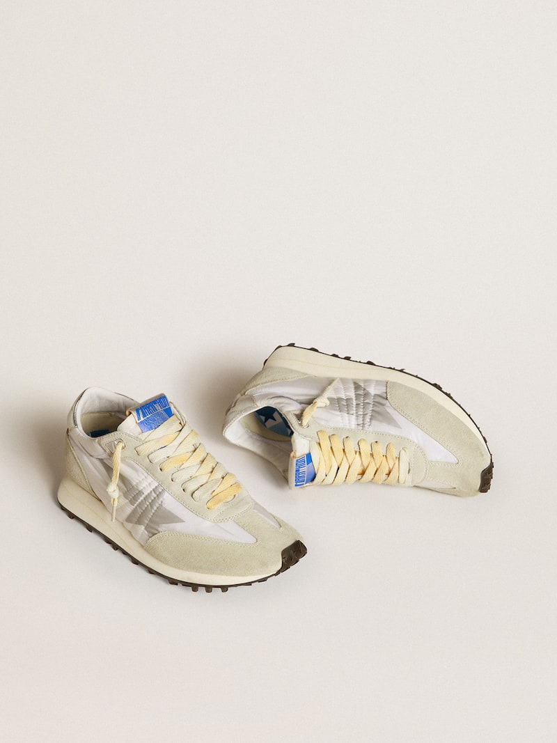Golden Goose - Women&rsquo;s Marathon with white nylon upper and silver star in 