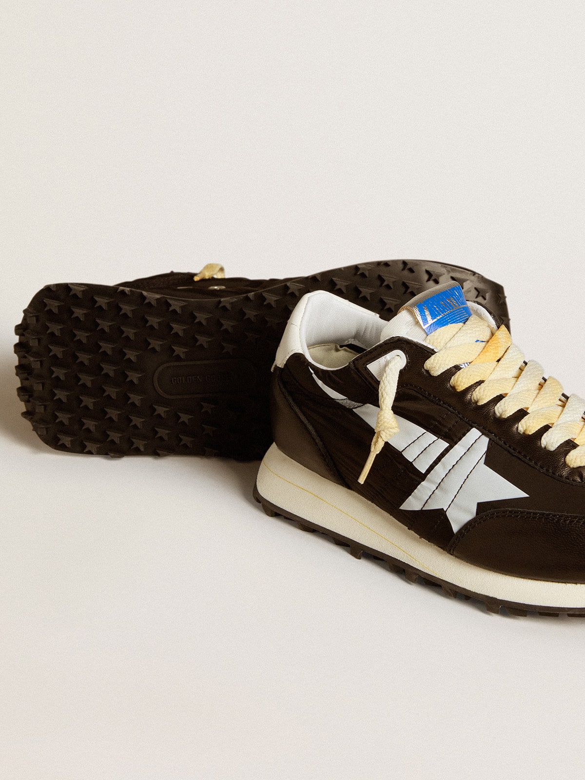 Golden Goose - Women’s Marathon with black nylon upper and white star in 