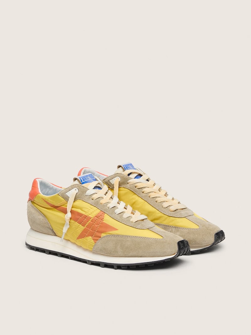 Golden Goose - Women&rsquo;s Marathon with yellow nylon upper and orange star in 
