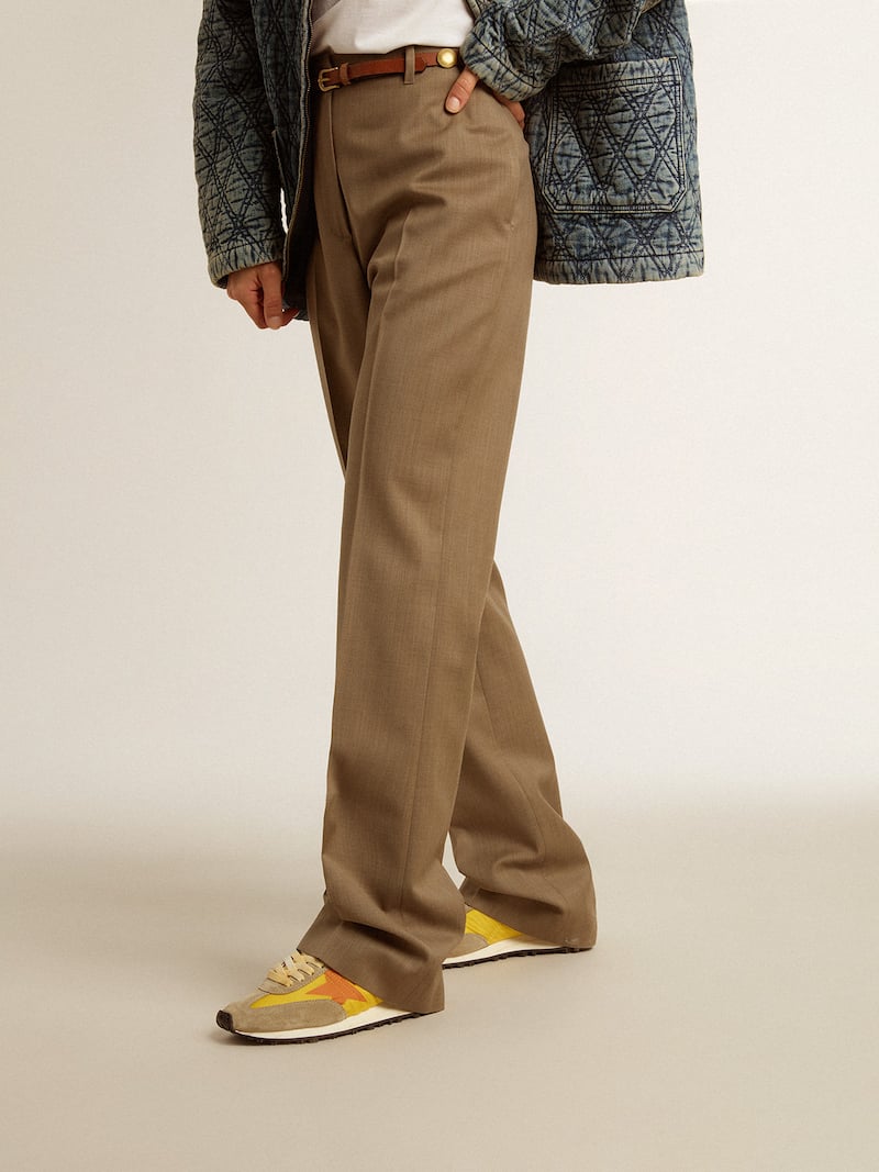 Golden Goose - Women&rsquo;s Marathon with yellow nylon upper and orange star in 