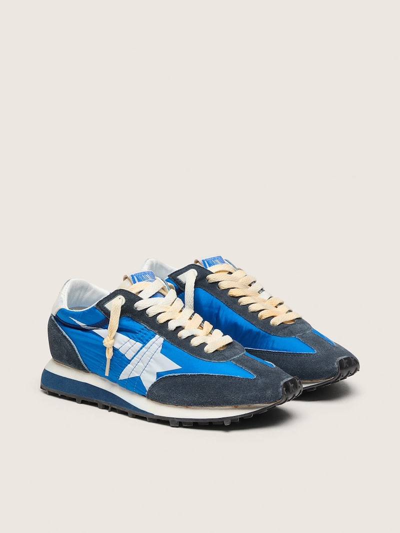 Golden Goose - Women&rsquo;s Marathon with blue nylon upper and white star in 