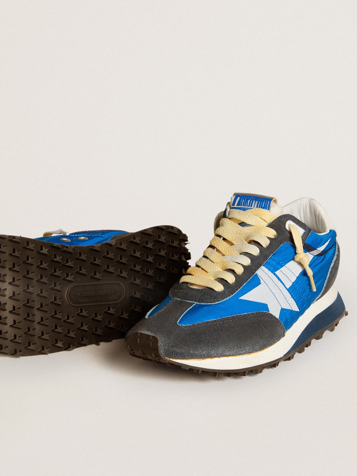 Golden Goose - Women’s Marathon with blue nylon upper and white star in 