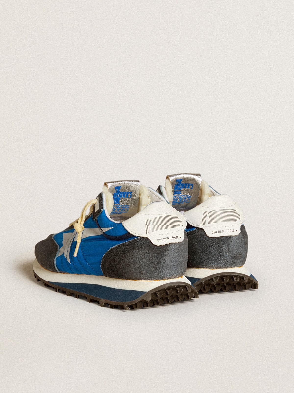 Golden Goose - Women’s Marathon with blue nylon upper and white star in 