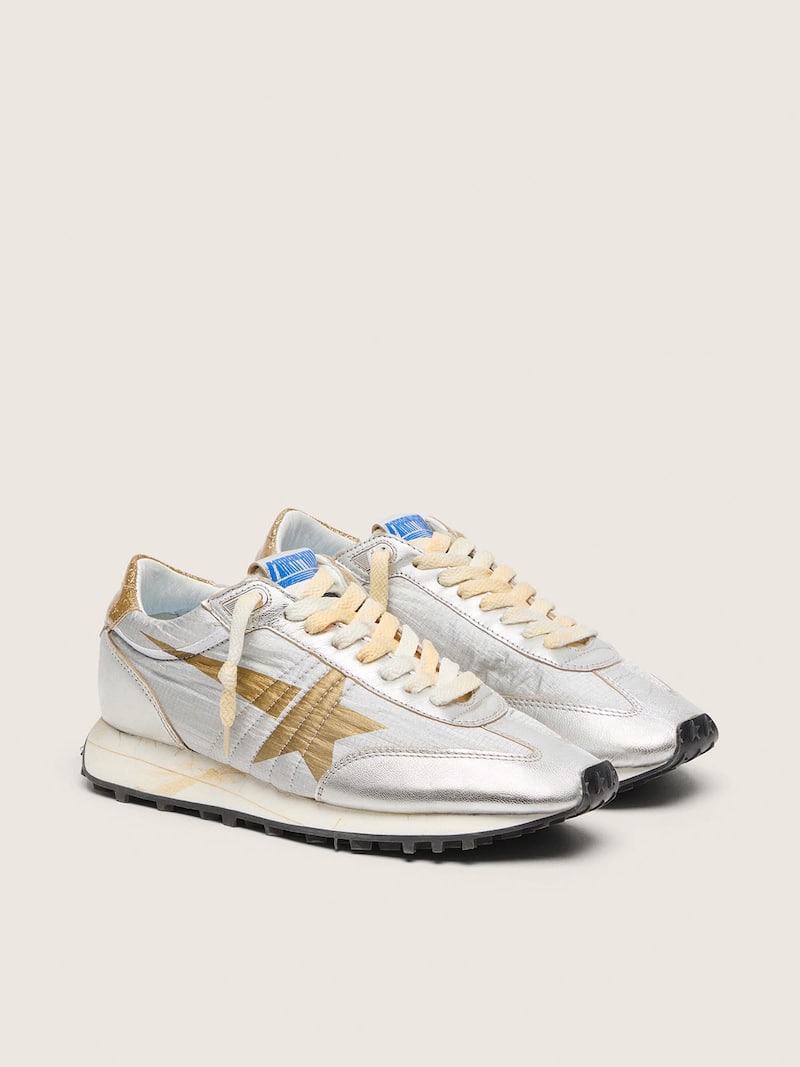 Golden Goose - Women&rsquo;s Marathon with silver ripstop nylon upper and gold star in 