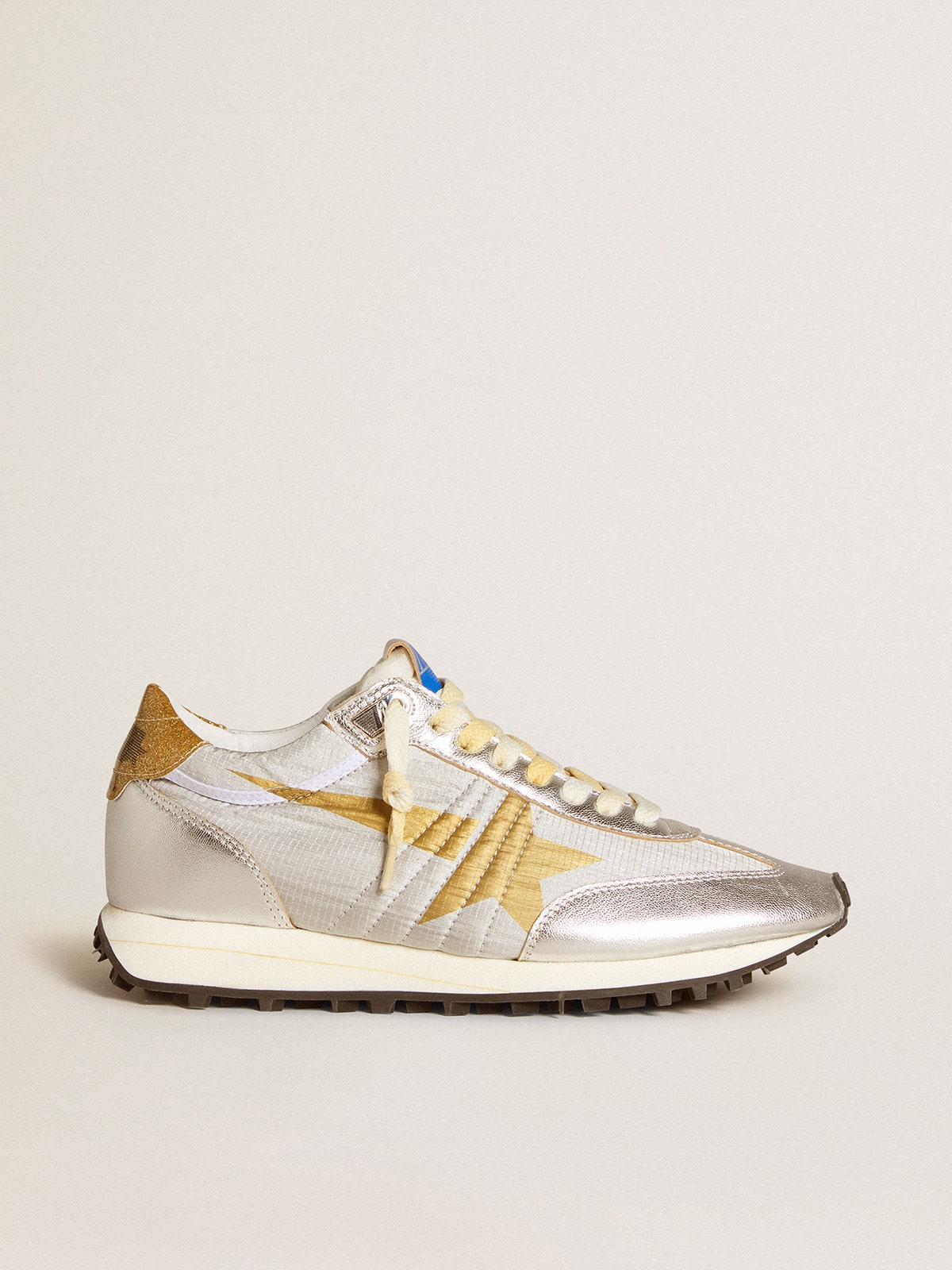 Golden Goose - Women’s Marathon with silver ripstop nylon upper and gold star in 