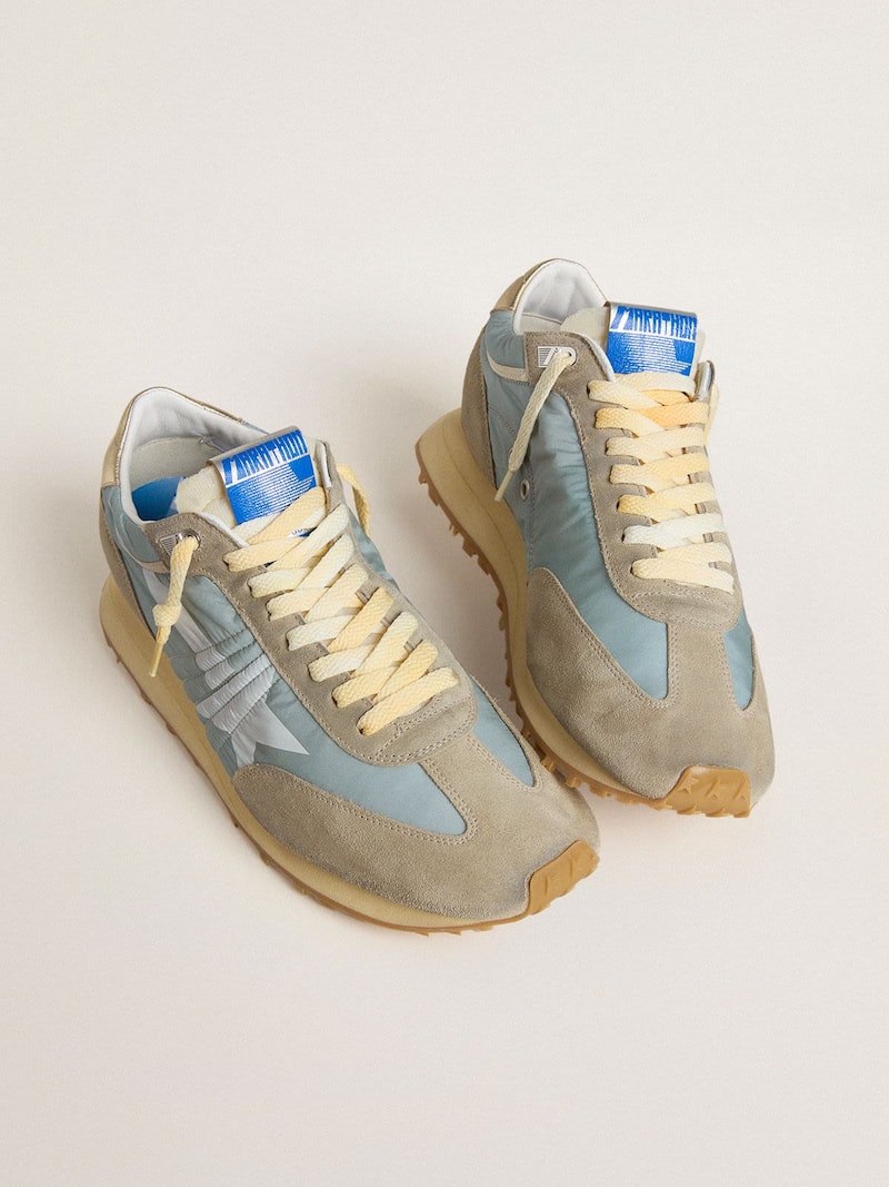 Golden Goose - Women&rsquo;s Marathon with light blue nylon upper and pastel blue star in 