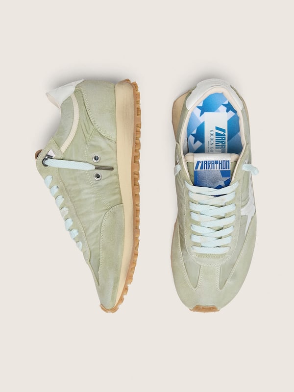 Golden Goose - Women&rsquo;s Marathon in sage-green nylon with white star in 