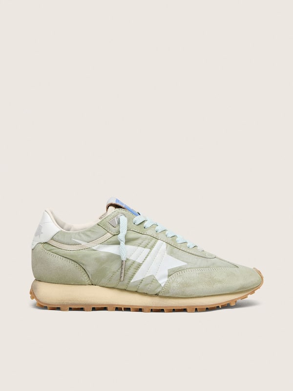 Golden Goose - Women&rsquo;s Marathon in sage-green nylon with white star in 