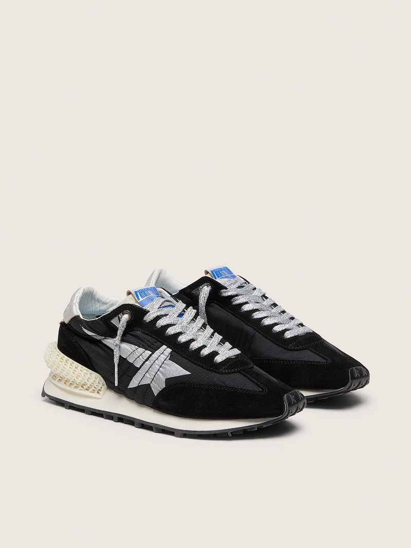 Golden Goose - Women&rsquo;s Marathon with black ripstop nylon upper and silver star in 