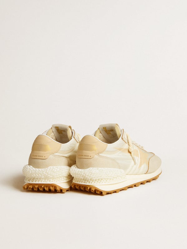 Golden Goose - Marathon Donna in nylon beige e pelle grigia con stella stampata beige in 