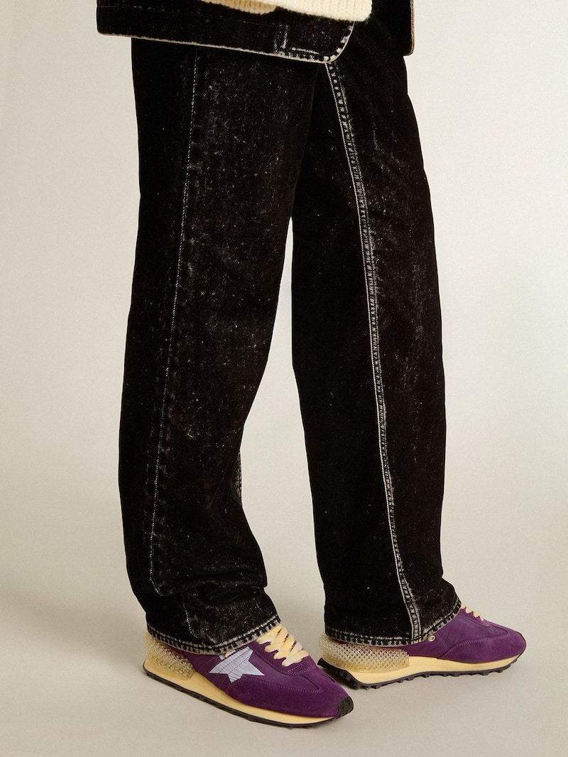 Golden Goose - Women&rsquo;s Marathon with purple nylon upper and white star in 