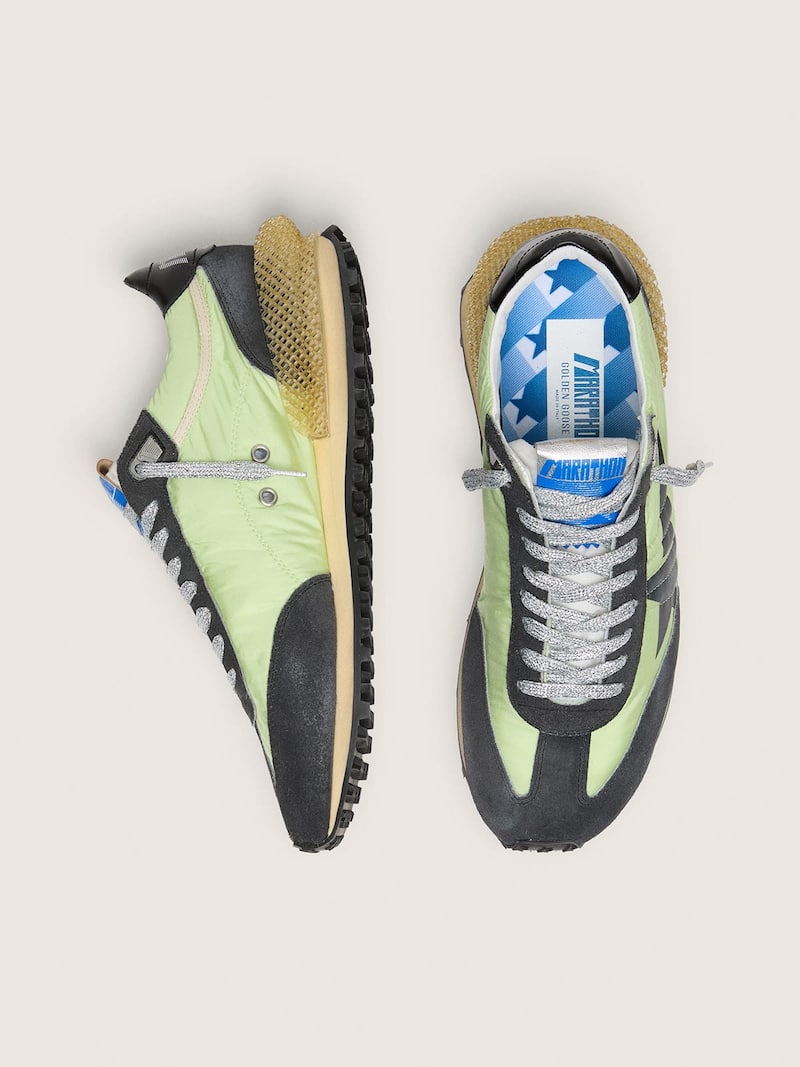 Golden Goose - Women&rsquo;s Marathon with green nylon upper and black star in 