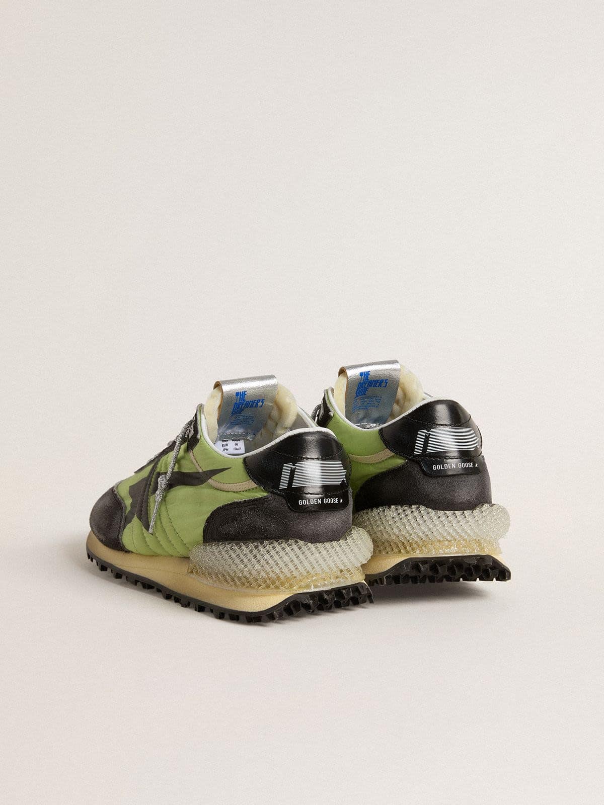 Golden Goose - Women’s Marathon with green nylon upper and black star in 