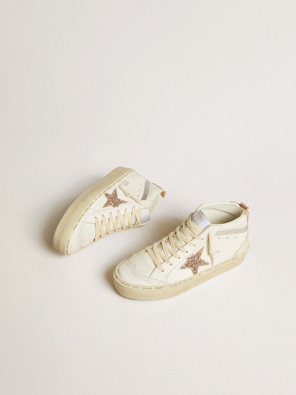 Golden Goose - Mid Star with glitter star and metallic silver leather flash in 