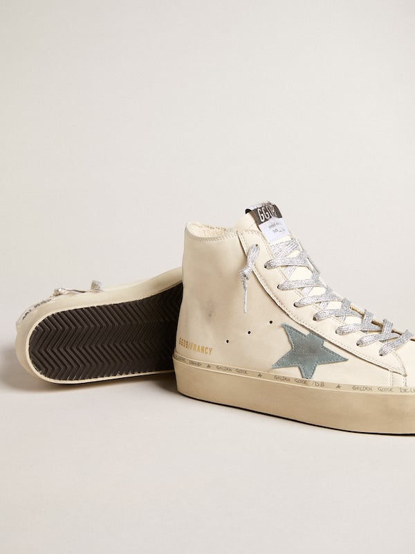Golden Goose - Francy Penstar in white nappa leather with powder-blue suede star  in 