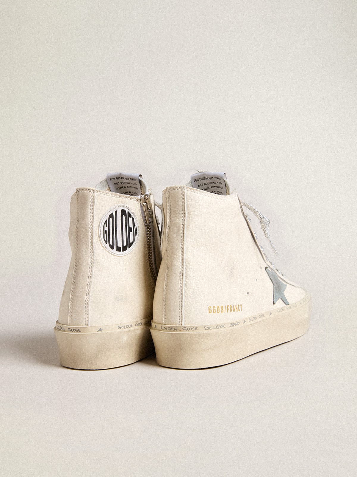 Golden Goose - Francy Penstar in white nappa leather with powder-blue suede star  in 