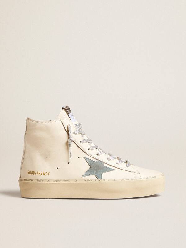 Golden Goose - Francy Penstar in white nappa leather with powder-blue suede star  in 