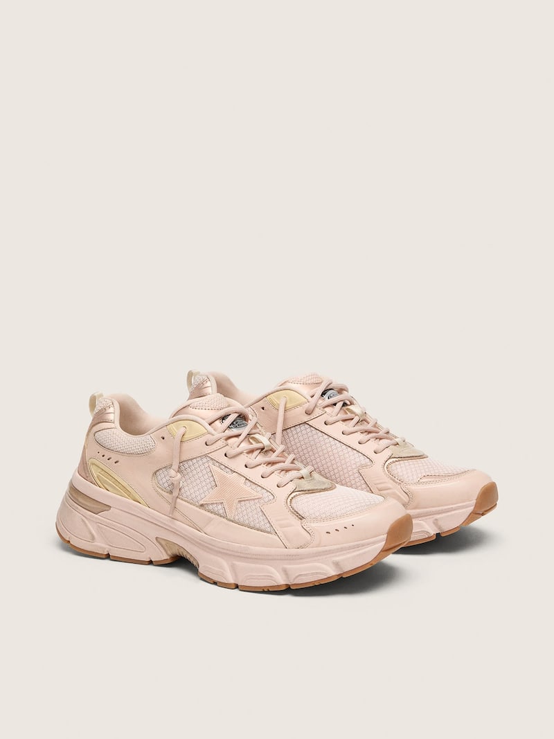 Golden Goose - Lightstar Donna in tomaia in pelle e mesh rosa e stella rosa in 