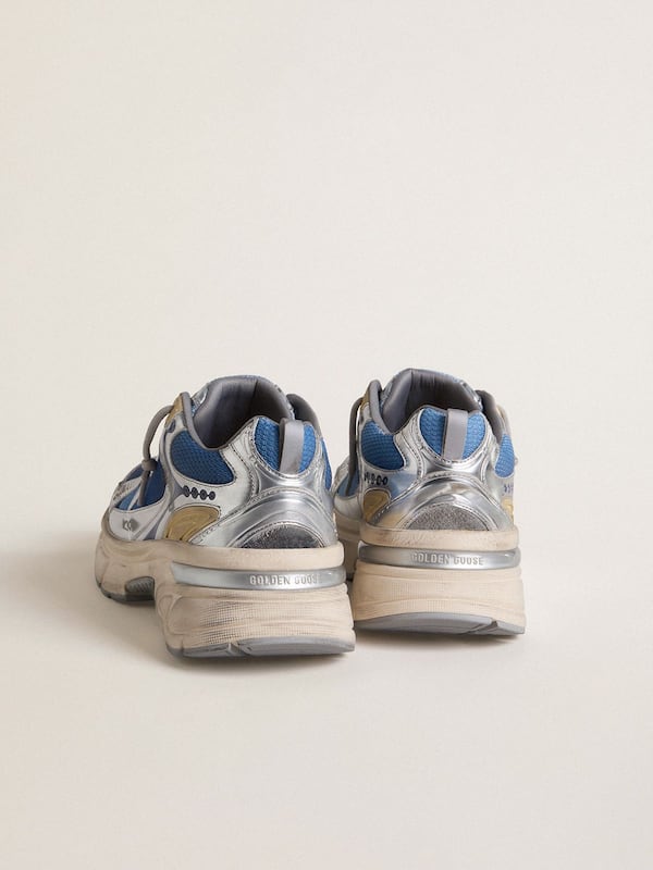 Golden Goose - Women's Lightstar  in light blue mesh with white TPU star and silver bio-based inserts in 