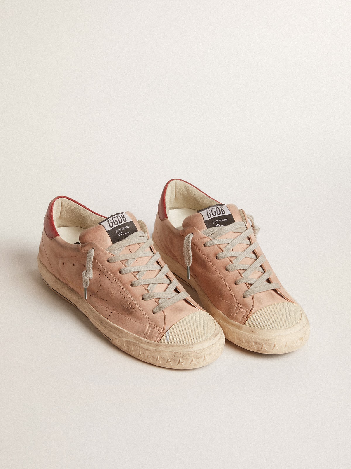 Golden Goose - Super-Star LTD in pink nubuck with perforated star and leather heel tab in 