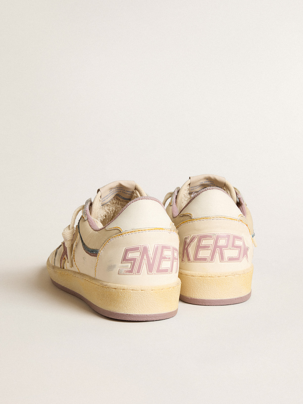 Golden Goose - Ball Star Donna in nappa con stella in TPU malva e talloncino in pelle in