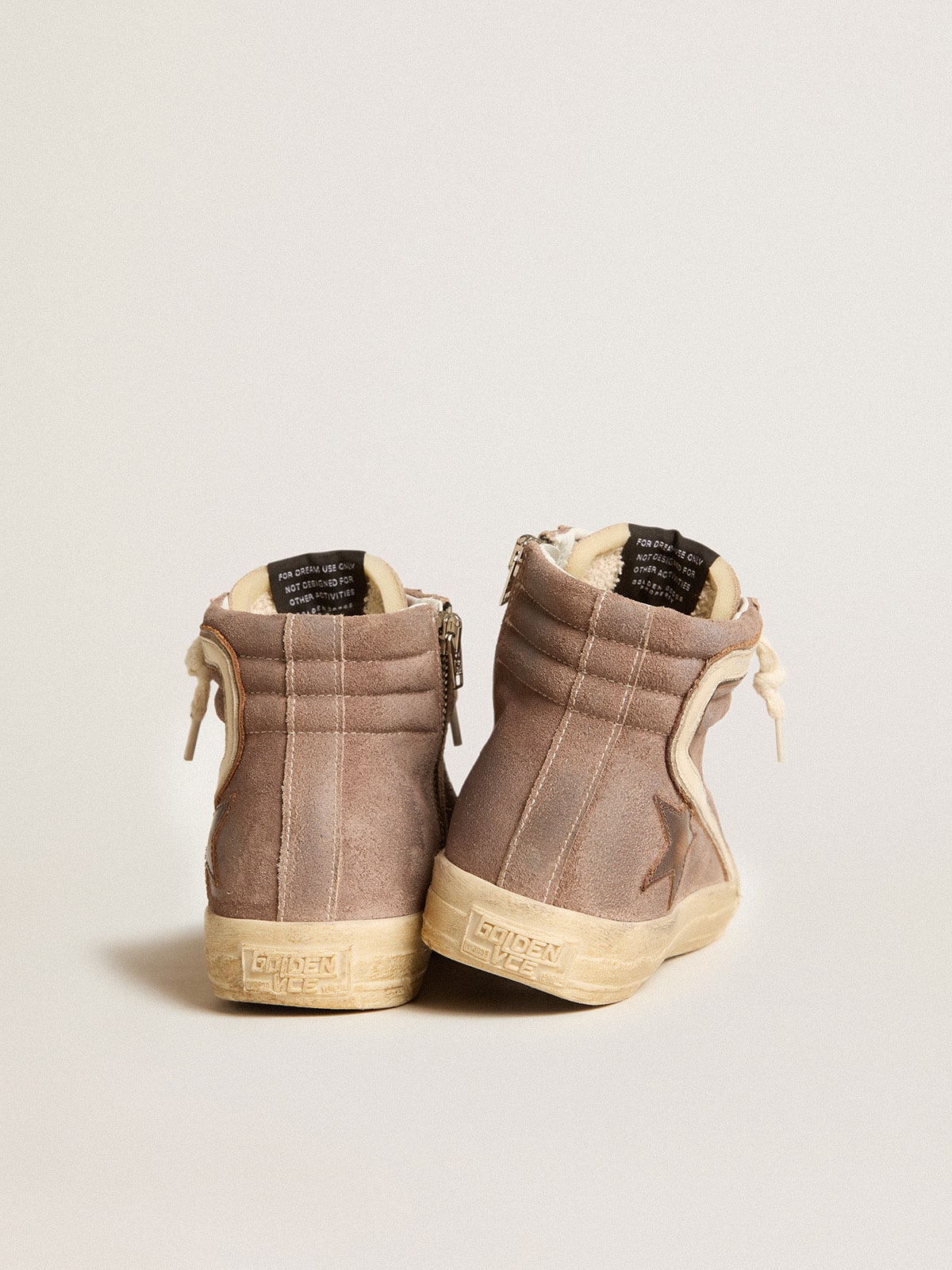 Golden Goose - Slide Donna LTD in suede marrone con stella in pelle e virgola in pelle in 