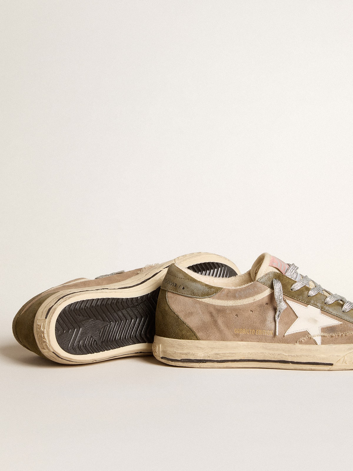 Golden Goose - Super-Star LTD in dove-gray suede with leather star and suede heel tab in 