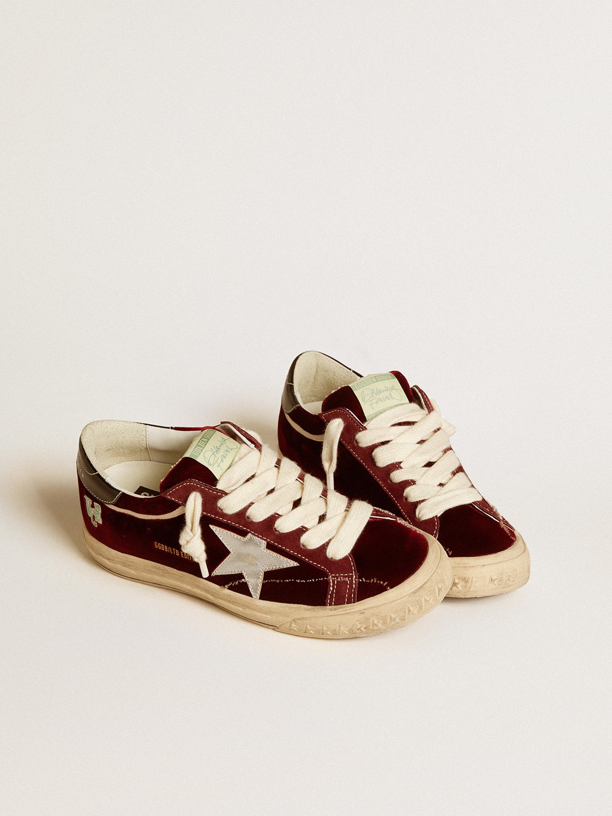 Golden Goose - Women’s Super-Star LTD in velvet with metallic leather star and heel tab in 