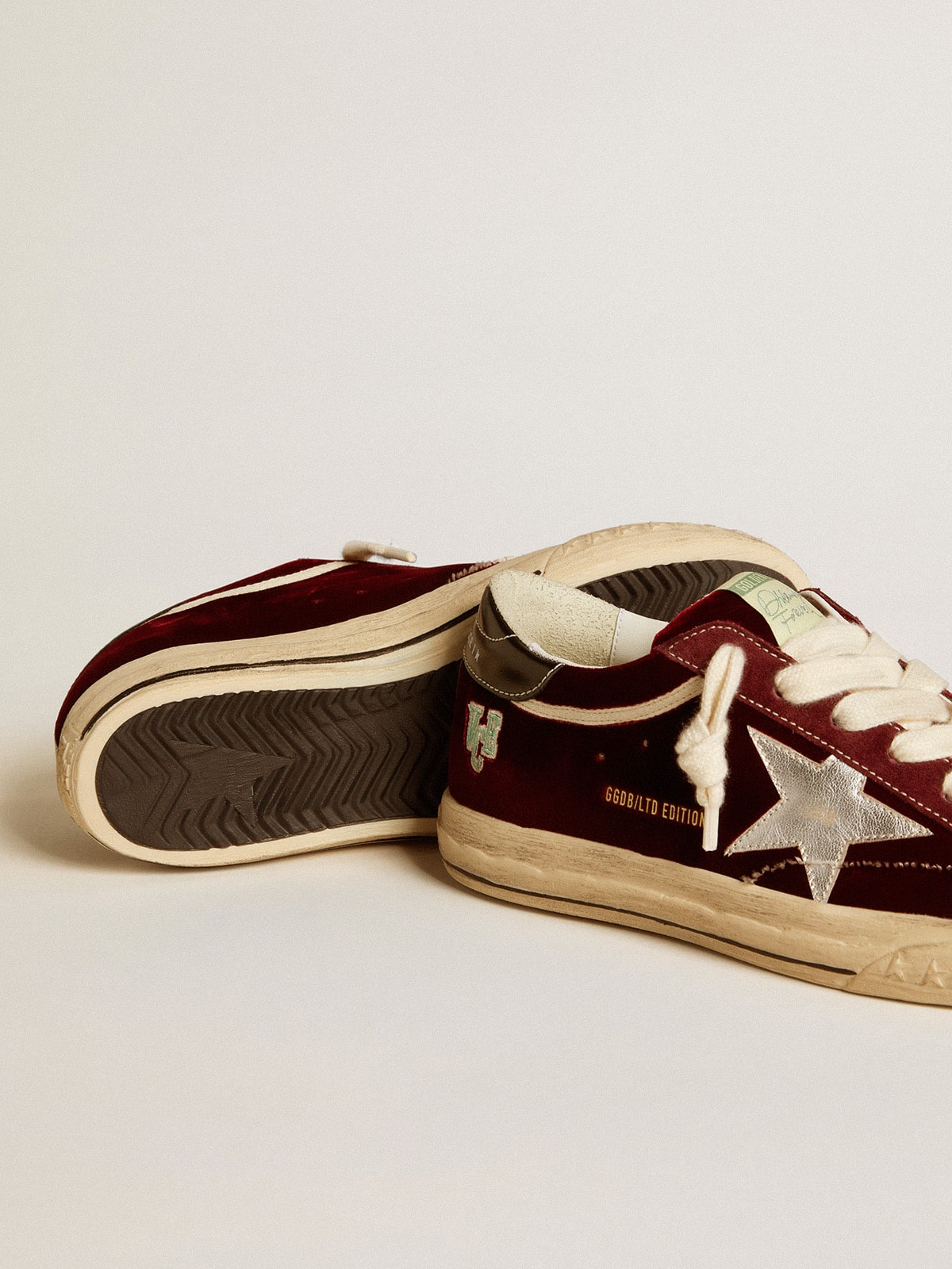 Golden Goose - Women’s Super-Star LTD in velvet with metallic leather star and heel tab in 