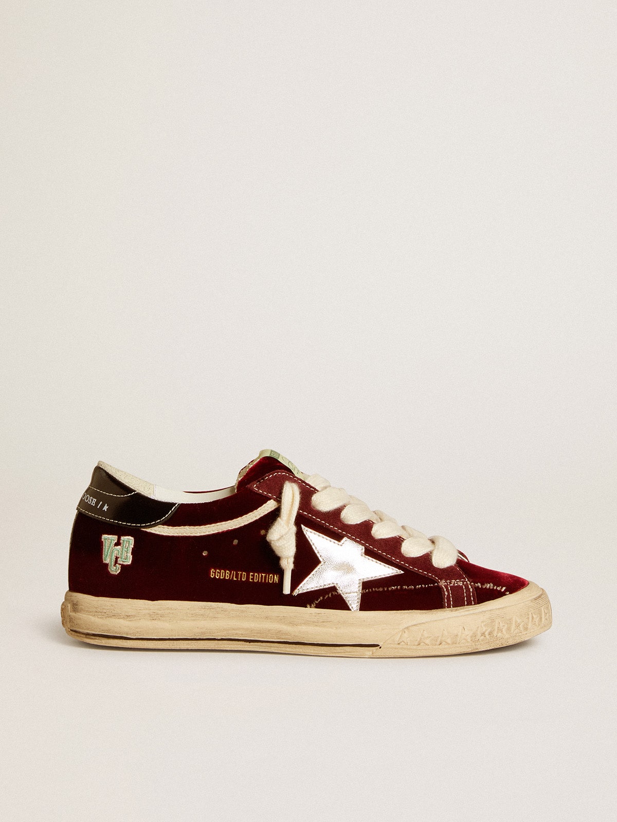 Golden Goose - Women’s Super-Star LTD in velvet with metallic leather star and heel tab in 