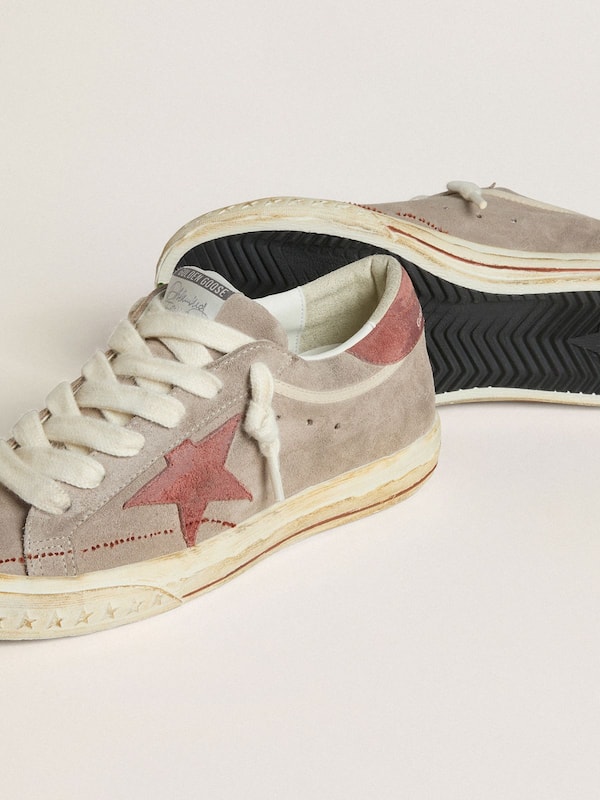 Women's Super-Star LTD in gray suede with red waxed suede star and heel tab