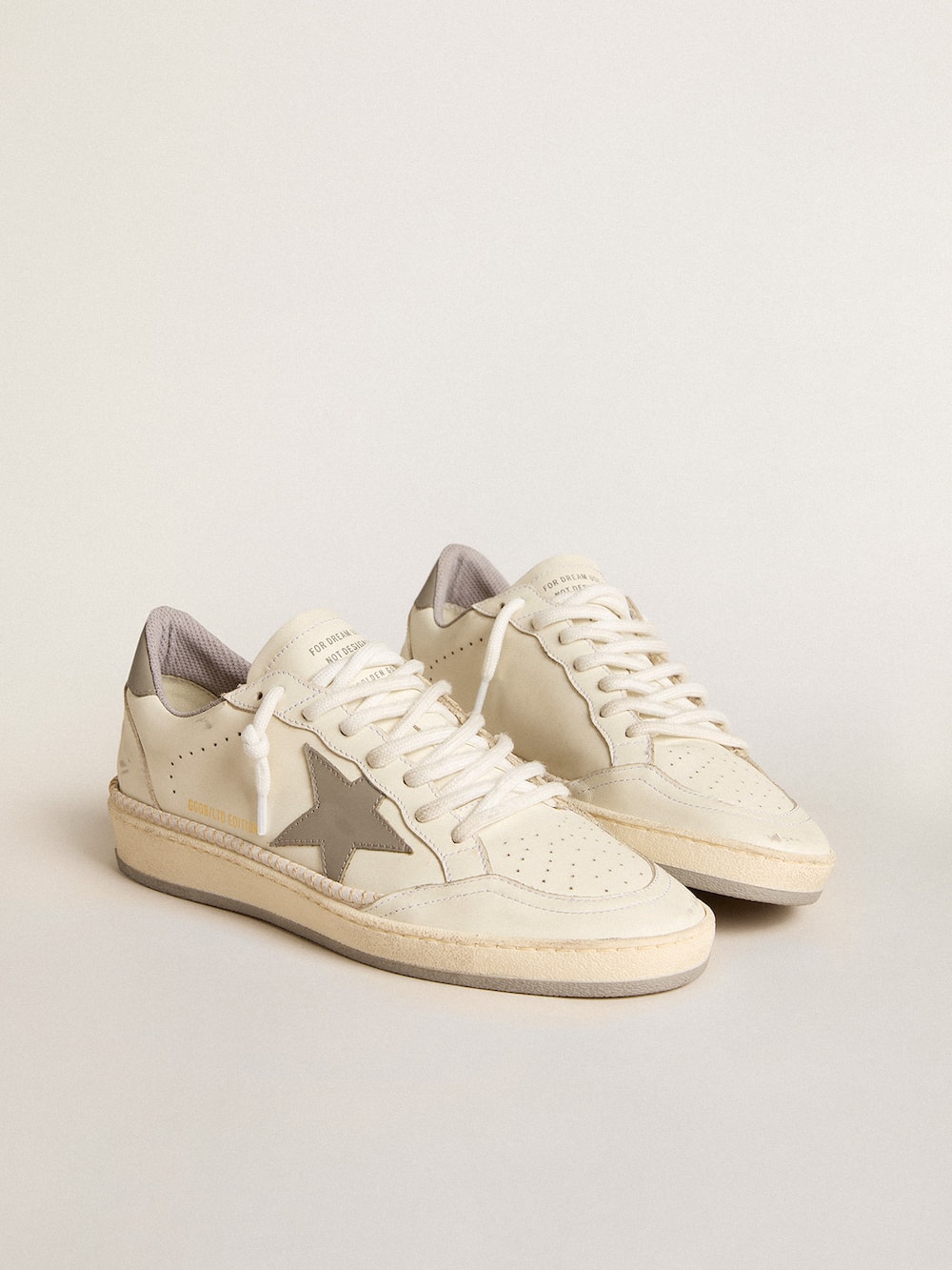 Golden Goose - Women’s Ball Star LTD with gray leather star and heel tab and stitching in 